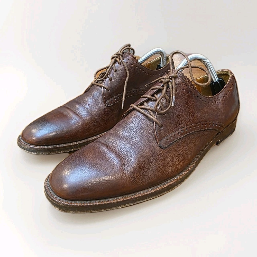 Martin Dingman Mens 10 Italy Lace Up Oxford Dark Brown Leather Shoes